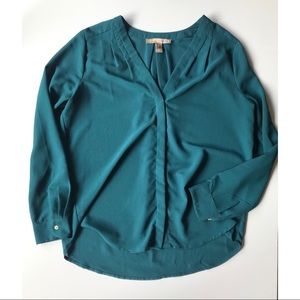 Teal Long Sleeve Button Down Top